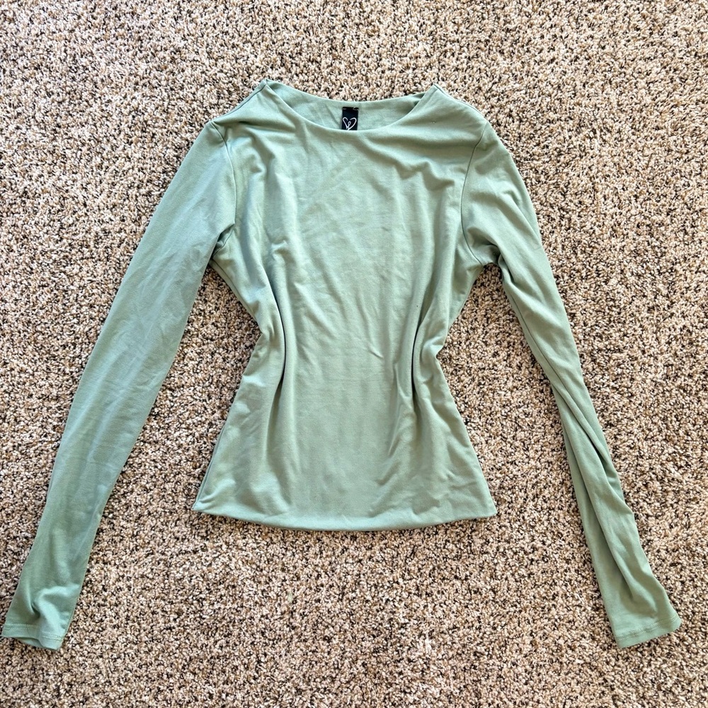 Windsor Sage Green Long Sleeve Fitted Tee